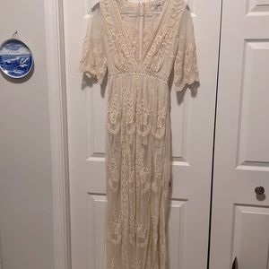 Cream lace maxi dress/romper